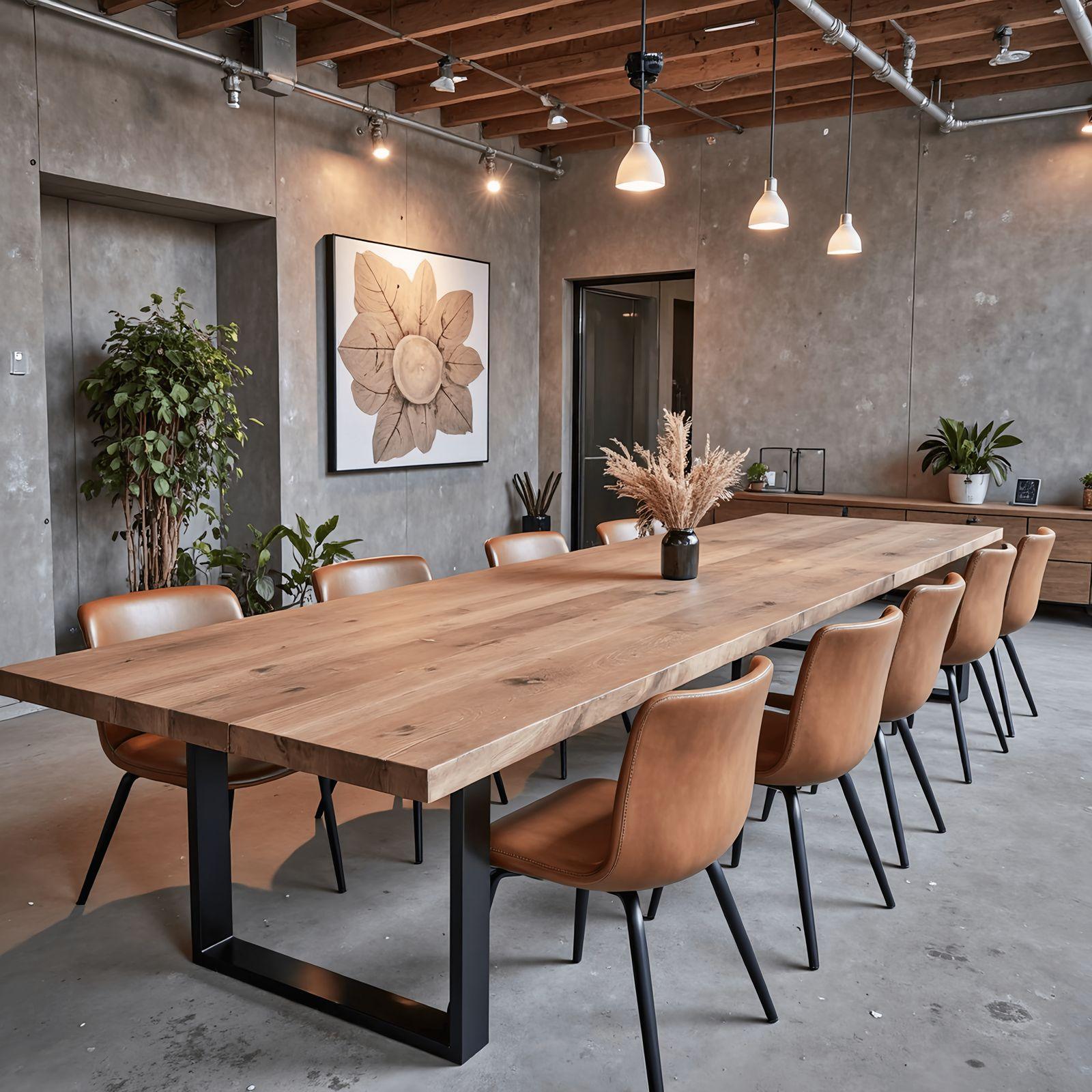 Fargo Woodworks Boulder conference table with leather chairs